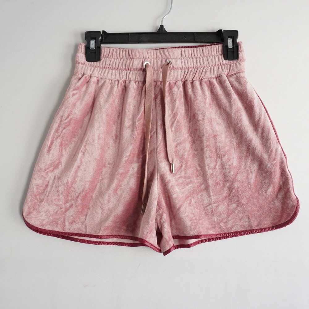 Moncler Pink Velour Drawstring Athletic Shorts Women's Lounge Shorts XS Designer